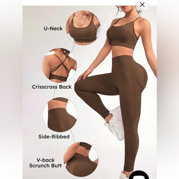 Brown Women's Active Seamless Set New - Picture 2 of 9